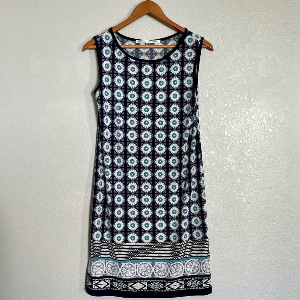 Max Studio Blue Floral Casual Sleeveless Dress - Size S